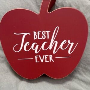 Best Teacher Ever Apple Wall Sign - Red